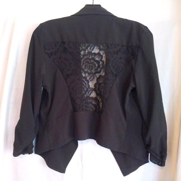 C’est Toi Lace Back Drape Jacket L Gothic Romantic Boho Chic Dark Academia Black - Picture 5 of 9